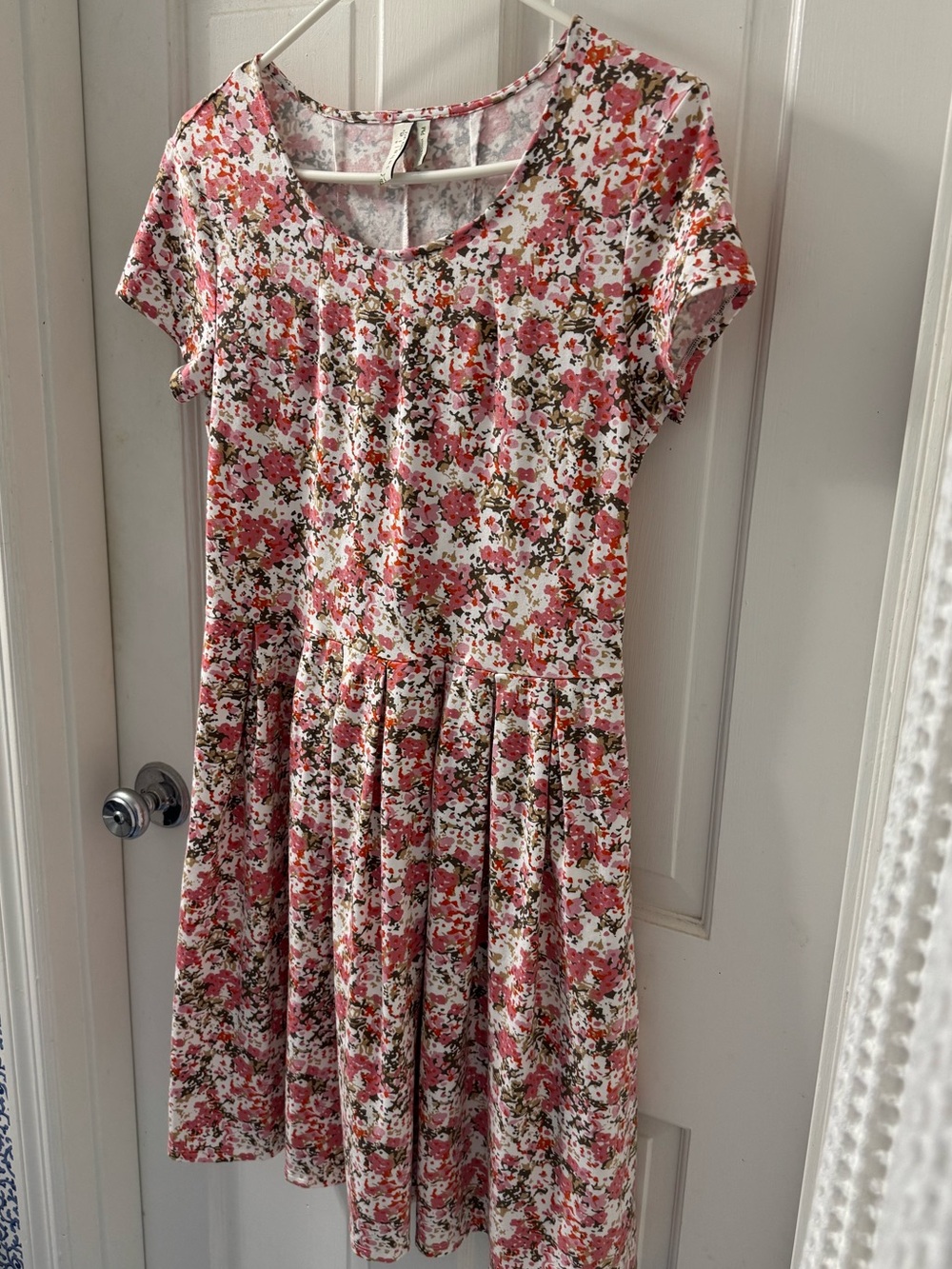 Sahalie pink floral cotton blend dress M Pet.